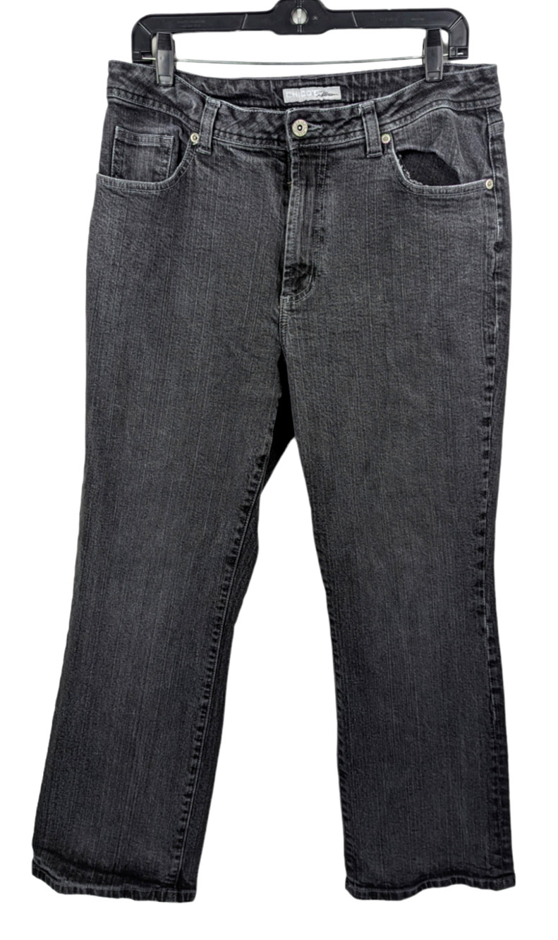 Chico's Platinum Womens Facet Jeans Charcoal Black Denim Size 2 Short